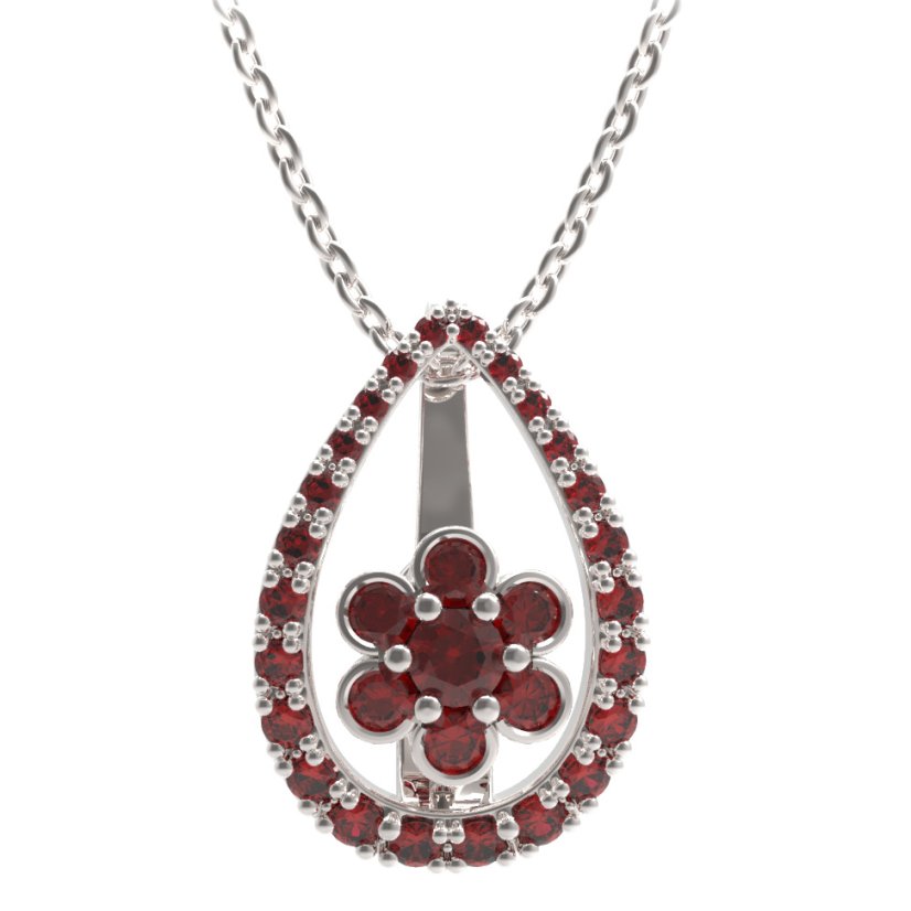BG přívěs ve tvaru květu 518-90 Stříbro 925 - rhodium Granát