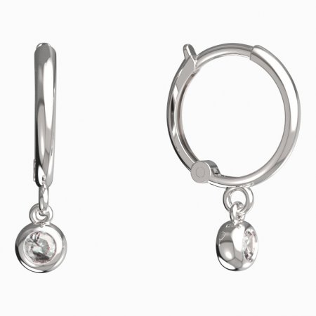 BeKid, Gold kids earrings -101 - Switching on: Circles 12 mm, Metal: White gold 585, Stone: White cubic zircon