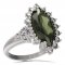 BG prsten s oválným kamenem 513-U - Kov: Stříbro 925 - rhodium, Kámen: Vltavín a granát
