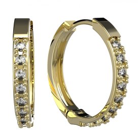 BG zlaté náušnice 1287 kruhy Žluté zlato - 585 Bílý kubický zirkon
