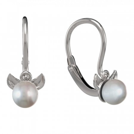 BeKid children's earrings Fox with pearl 1395 - Einschalten: Brizura 0-3 Jahre, Metall: Gelbgold 585, Stein: weiße Perle
