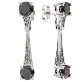 BG náušnice s vltavínem 985 Bílé zlato - 585 Granát a diamant