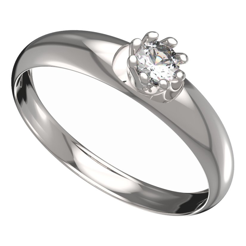 BG zlatý prstýnek 554 T Bílé zlato - 585 Diamant