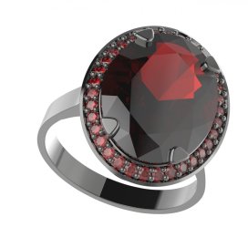 BG prsten oválný 729-I Stříbro 925 - pozlacené Granát