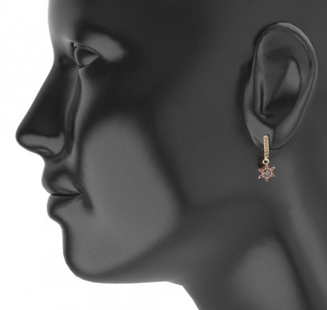 BG Earring - 978 - Switching on: Hinge, Metal: Silver 925 - rhodium, Stone: Garnet