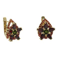BG náušnice ve tvatl hvězdy 521-90 Stříbro 925 - pozlacené Vltavín a granát