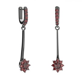 BG náušnice s centrálním oválným kamenem 627-A93 Stříbro 925 - ruthenium (30-90dní) Granát