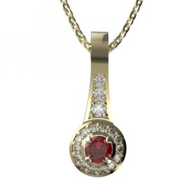 BG zlatý přívěšek 651 Žluté zlato - 585 Červený kubický zirkon