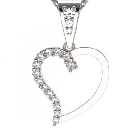 BG zlatý diamantový přívěšek srdíčko 1253 Bílé zlato - 585 Diamant lab-grown