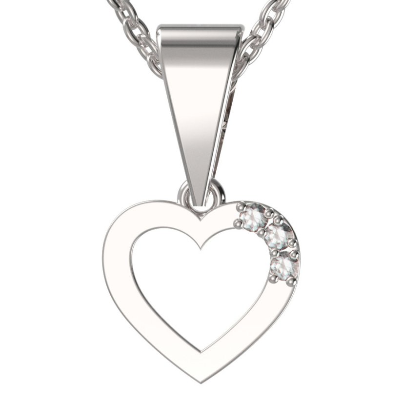 BG zlatý diamantový přívěšek srdíčko 1257 Bílé zlato - 585 Diamant lab-grown