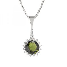 BG přívěs ktlhováho tvatl 512-B Stříbro 925 - rhodium Vltavín a  kubický zirkon