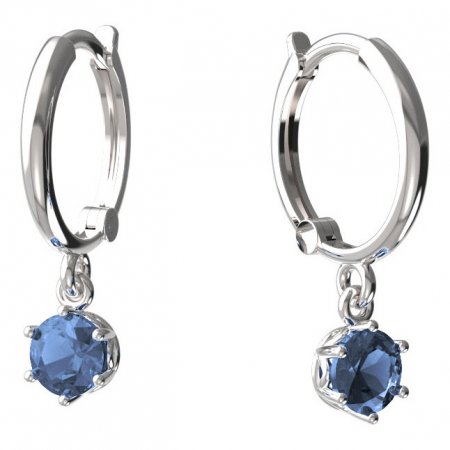 BeKid, Gold kids earrings -1294 - Switching on: Circles 12 mm, Metal: White gold 585, Stone: Light blue cubic zircon