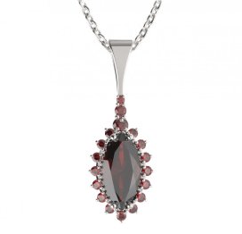BG přívěs s centrálním oválným kamenem 513-B Stříbro 925 - rhodium Granát