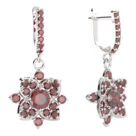 BG oválné náušnice 735-84 Stříbro 925 - rhodium Granát