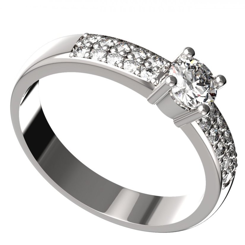 BG zlatý diamantový prstýnek 725 Bílé zlato - 585 Diamant lab-grown