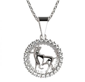 BG zlatý diamantový přívěšek Býk 045 Bílé zlato - 585 Diamant lab-grown