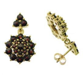 BG náušnice s českým granátem  317 Žluté zlato - 585 Granát