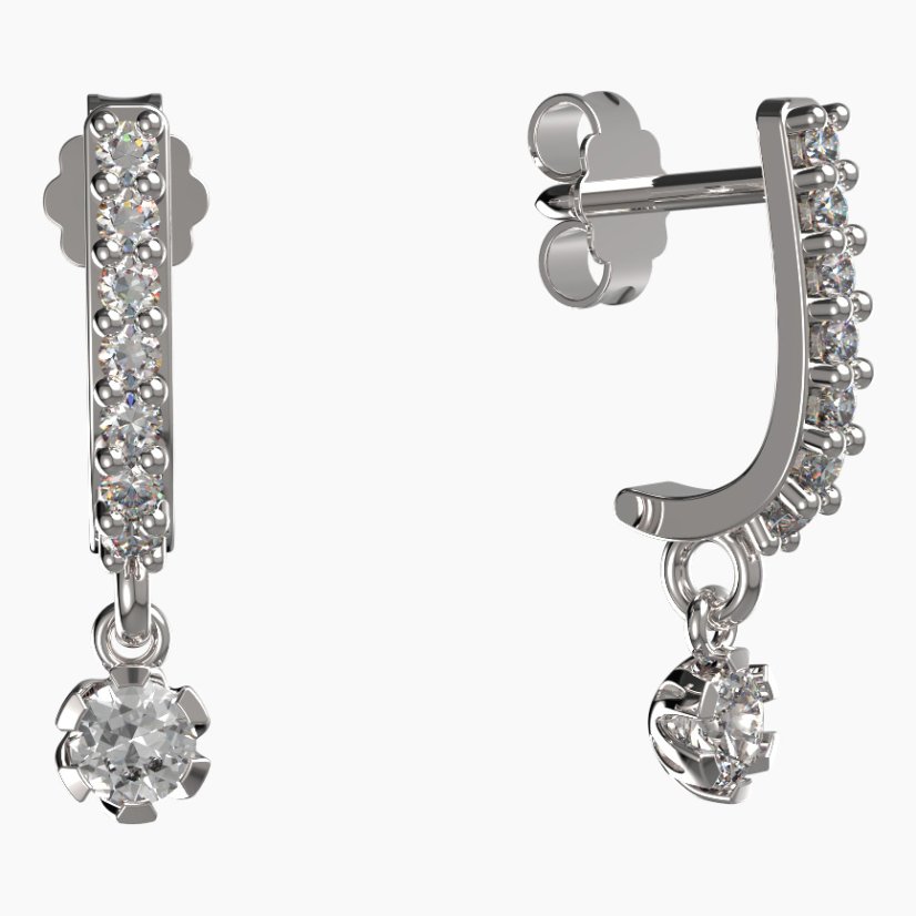 BG zlaté náušnice s diamanty 869 Bílé zlato - 585 Diamant lab-grown