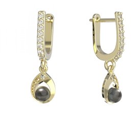 BeKid dětské náušnice 1242 s černou perlou Žluté zlato - 585 Diamant