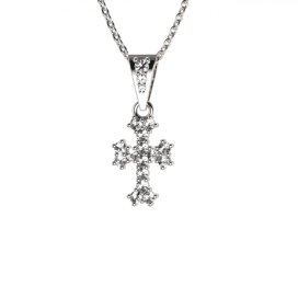 BG zlatý diamantový přívěšek křížek 267 Bílé zlato - 585 Diamant lab-grown