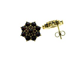 BG náušnice vsazený přírodní granát 019 Žluté zlato - 585 Granát