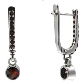 BG náušnice vsazený přírodní granát  722 Bílé zlato - 585 Granát