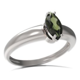 BG prsten s oválným kamenem 483-I Bílé zlato - 585 Vltavín