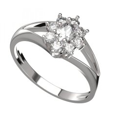 BG zlatý diamantový prstýnek 627V Bílé zlato - 585 Diamant lab-grown