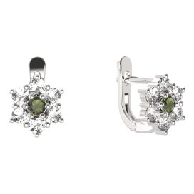 BG  náušnice 002 Stříbro 925 - rhodium Vltavín a  kubický zirkon