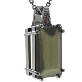 BG přívěs vsazeny kameny:český granát  692 Stříbro 925 - ruthenium (30-90dní) Vltavín a granát