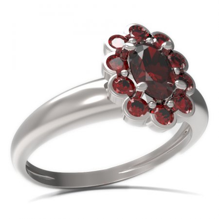 BG ring oval 517-I - Metal: Silver 925 - rhodium, Stone: Garnet