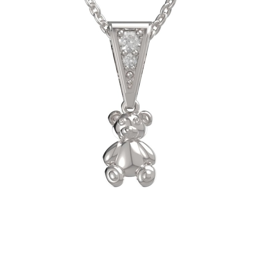 BG zlatý dětský přívěs medvídek 1584 Bílé zlato - 585 Diamant