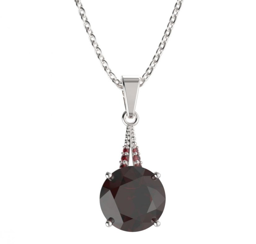 BG přívěs kruhového tvaru 475-G Stříbro 925 - rhodium Granát