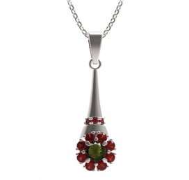 BG přívěs kruhováho tvaru 497-C Stříbro 925 - rhodium Vltavín a granát
