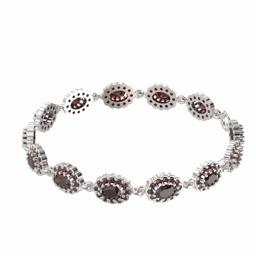 BG náramek přírodní broušený granát   433 Stříbro 925 - rhodium Granát