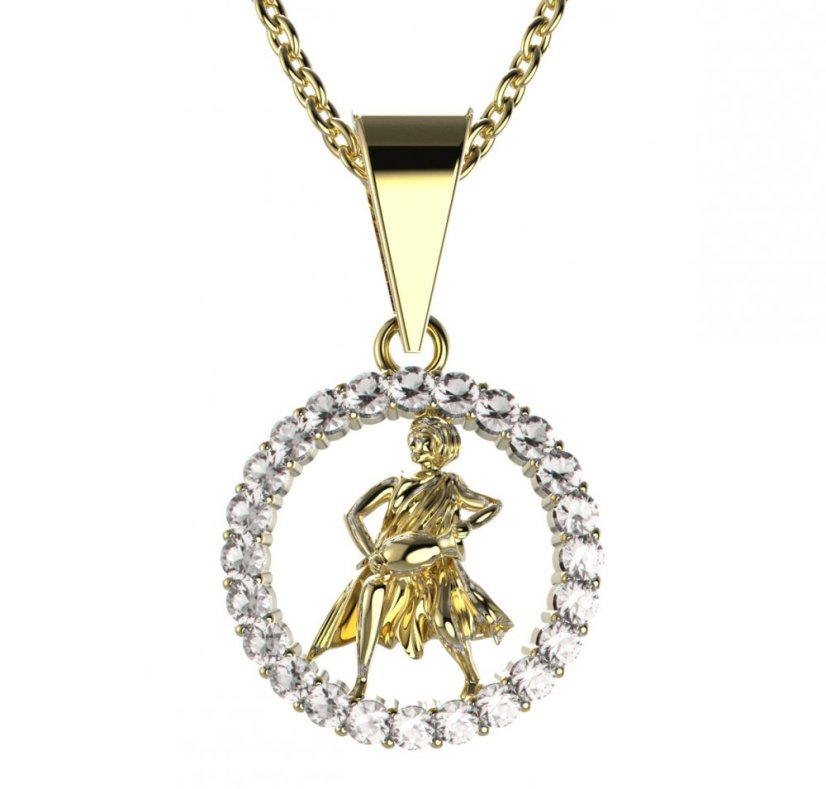 BG zlatý diamantový přívěšek Vodnář 052 Žluté zlato - 585 Diamant lab-grown