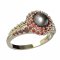 BG ring circular stone 540-G - Metal: Silver 925 - rhodium, Stone: Garnet and Tahiti Pearl