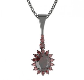 BG přívěs s centrálním oválným kamenem 516-B Stříbro 925 - ruthenium (30-90dní) Granát