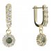 BG circular earring 088-96 - Metal: Yellow gold 585, Stone: Moldavit and garnet