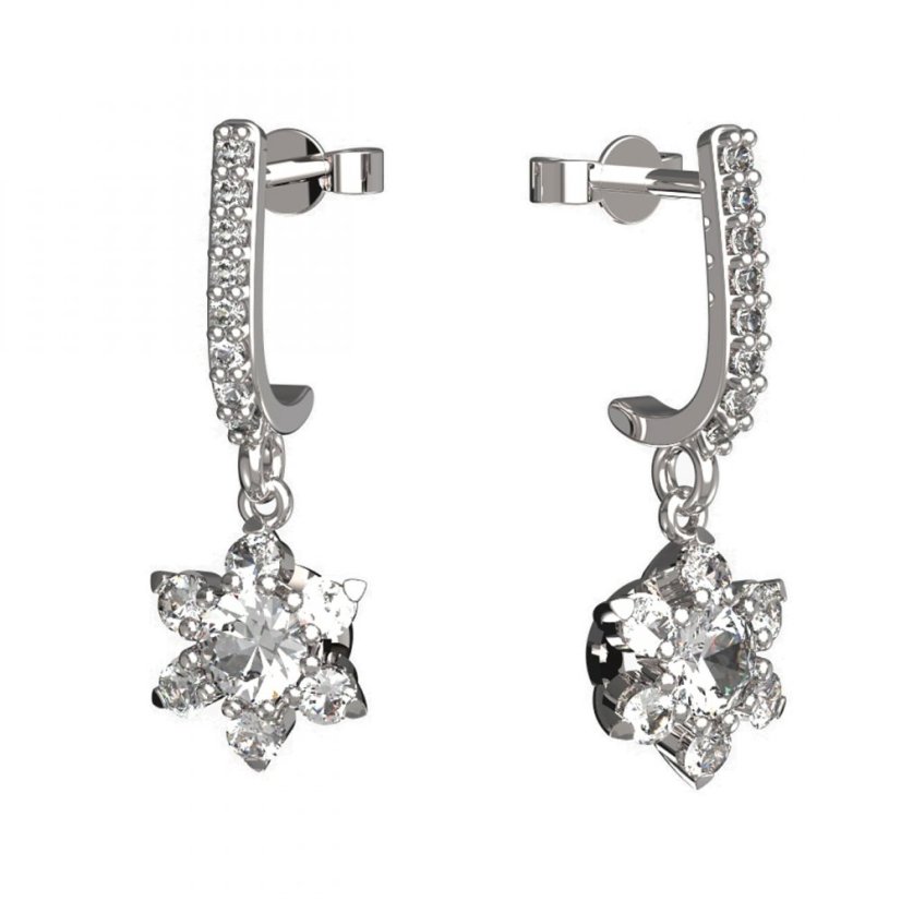 BG zlaté náušnice hvězdička 978 Bílé zlato - 585 Diamant