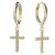 BG zlaté náušnice křížek 1106 Žluté zlato - 585 Bílý kubický zirkon
