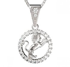 BG zlatý diamantový přívěšek Lev 052 Bílé zlato - 585 Diamant lab-grown
