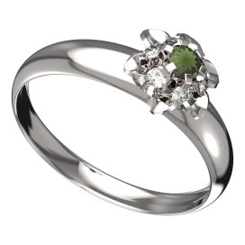 BG vltavínový prsten 878T Bílé zlato - 585 Vltavín a diamant