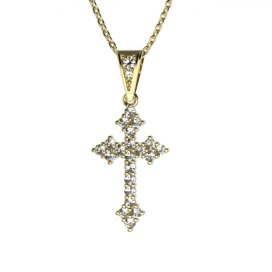 BG zlatý diamantový přívěšek křížek 255 Žluté zlato - 585 Diamant lab-grown