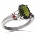 BG prsten oválný kámen 492-K - Kov: Stříbro 925 - rhodium, Kámen: Vltavín a granát