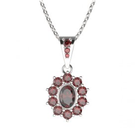 BG přívěs oválný 018-2 Stříbro 925 - rhodium Granát