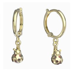 BeKid dětské náušnice beruška 1245 Žluté zlato - 585 Granát