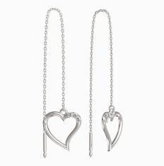 Bg náušnice srdíčko 1165 Bílé zlato - 585 Diamant