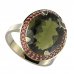BG ring oval 729-I - Metal: Silver 925 - rhodium, Stone: Moldavit and garnet
