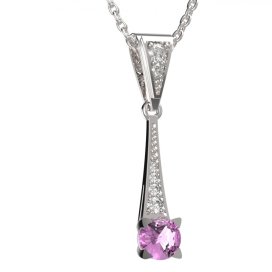 Zlatý přívěsek s růžovým zirkonem, bílé zlato 585 – 985 (ZN449851)